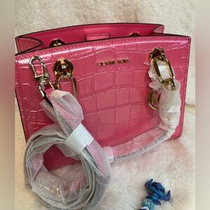 Michael Kors Pink Crocodile Embossed Handbag